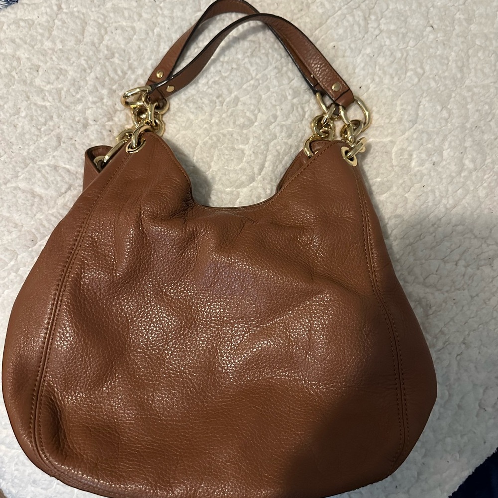 Michael Kors Cognac Pebbled Leather Shoulder Tote with Gold Hardware - Picture 5 of 7